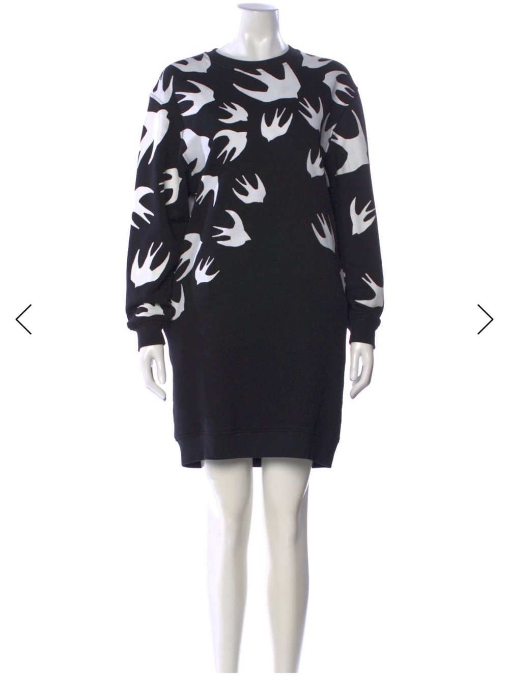 Alexander McQueen Black Sweater Dress with White Bird Print